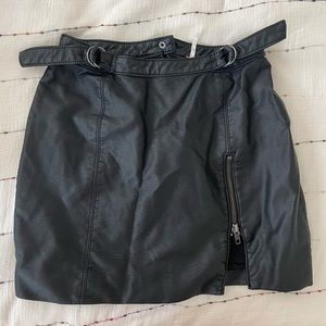 Vegan leather free people black mini skirt